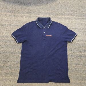 Prada Men's Blue Polo Shirt Size Small Cotton Red Tab Logo